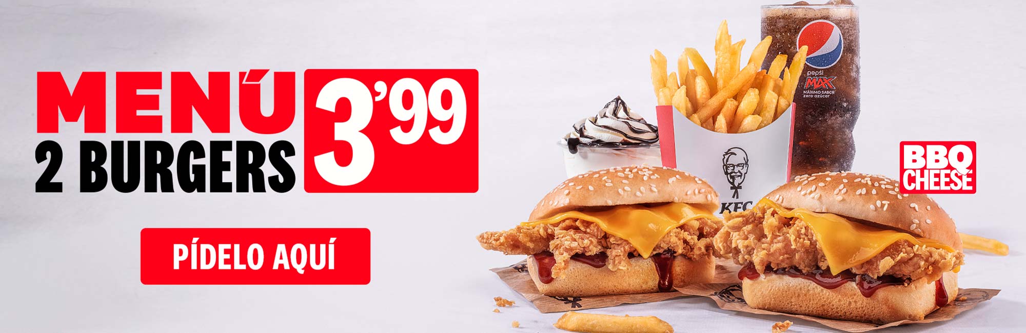 Men� 2 burgers 3,99